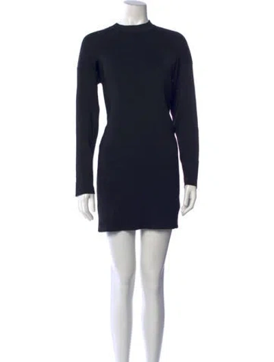 Pre-owned Auteur Mock Neck Mini Dress In Blue