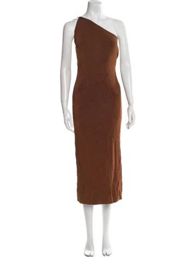 Pre-owned Auteur One-shoulder Knee-length Dress In Brown