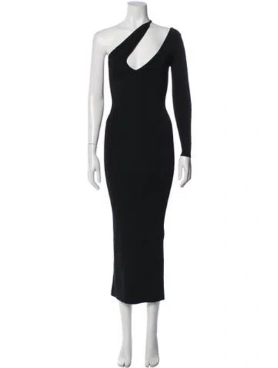 Pre-owned Auteur One-shoulder Long Dress In Black