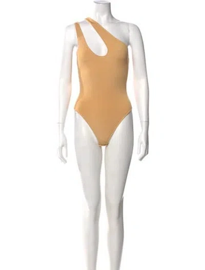 Pre-owned Auteur One-shoulder Sleeveless Bodysuit W/ Tags In Gold