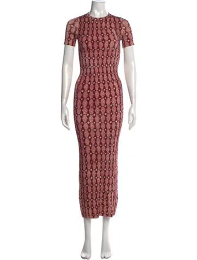Pre-owned Auteur Patterned Long Dress In Neutrals
