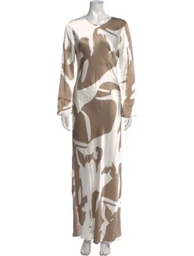 Pre-owned Auteur Printed Long Dress In Neutral