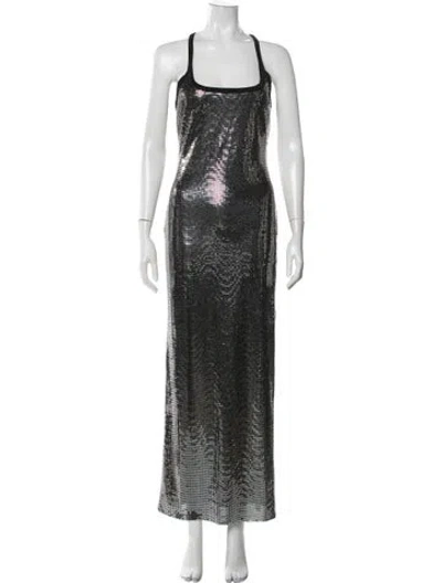 Pre-owned Auteur Printed Long Dress In Silver
