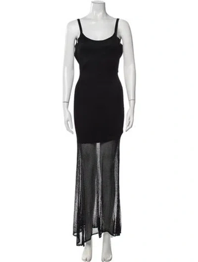 Pre-owned Auteur Scoop Neck Long Dress In Black
