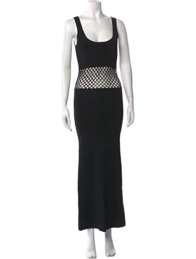 Pre-owned Auteur Scoop Neck Long Dress In Black