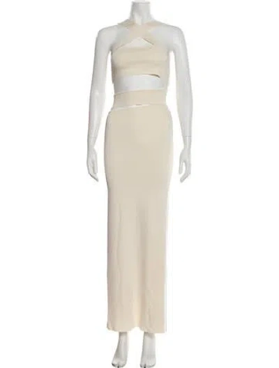Pre-owned Auteur Scoop Neck Long Dress In Neutrals