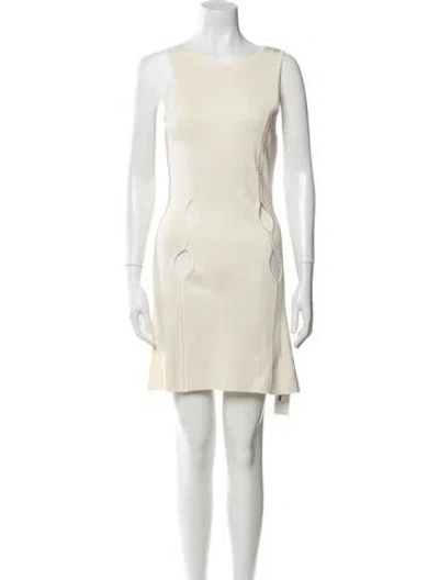 Pre-owned Auteur Scoop Neck Mini Dress In Neutral