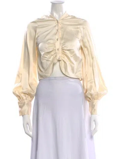 Pre-owned Auteur Silk Long Sleeve Blouse In Neutral