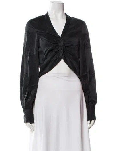 Pre-owned Auteur Silk V-neck Blouse In Blue