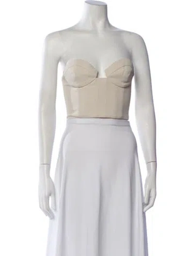 Pre-owned Auteur Strapless Crop Top In White