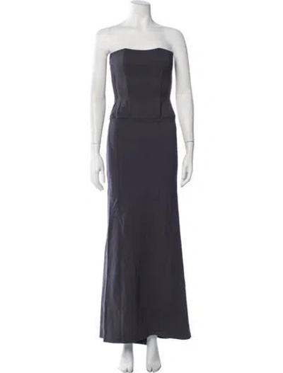 Pre-owned Auteur Strapless Long Dress In Grey