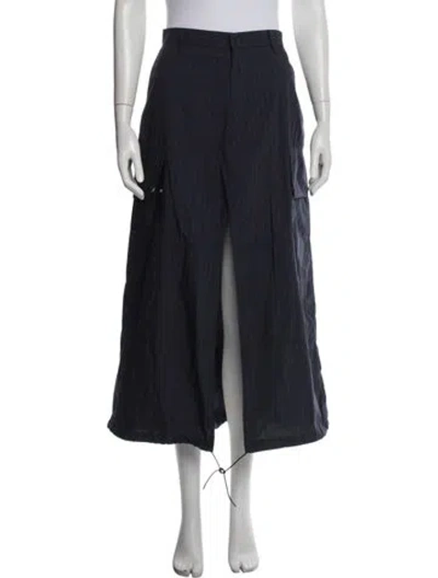Pre-owned Auteur Striped Long Skirt In Blue
