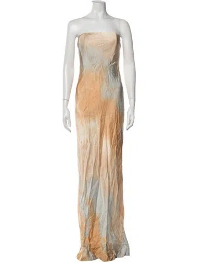 Pre-owned Auteur Tie-dye Print Long Dress In Neutrals