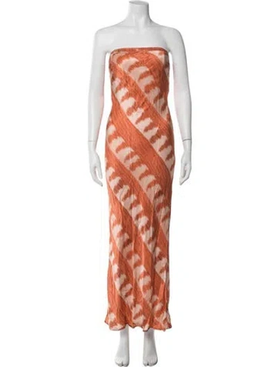 Pre-owned Auteur Tie-dye Print Long Dress In Orange