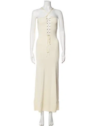 Pre-owned Auteur V-neck Long Dress In Neutral