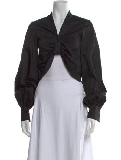 Pre-owned Auteur V-neck Long Sleeve Blouse In Black