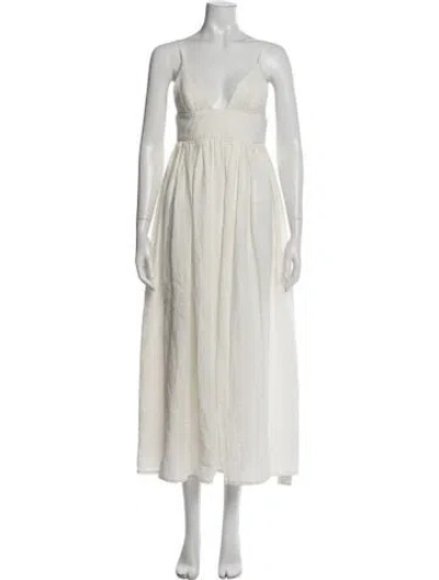 Pre-owned Auteur V-neck Midi Length Dress In Neutrals