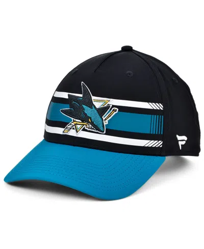 Authentic Nhl Headwear San Jose Sharks Iconic Alpha Adjustable Cap In Teal,black