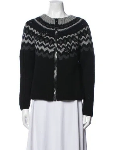 Pre-owned Authier Cashmere Patterned Sweater In Black