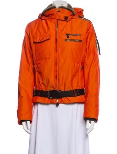 Pre-owned Authier Colorblock Pattern Biker Jacket In Orange