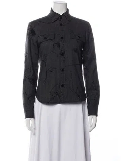 Pre-owned Authier Floral Print Jacket In Black