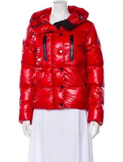 Pre-owned Authier Nylon Printed Down Jacket In Red