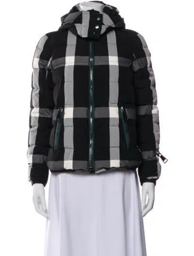 Pre-owned Authier Plaid Print Down Jacket In Black