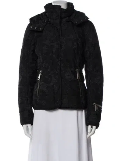 Pre-owned Authier Printed Faux Fur Jacket In Black