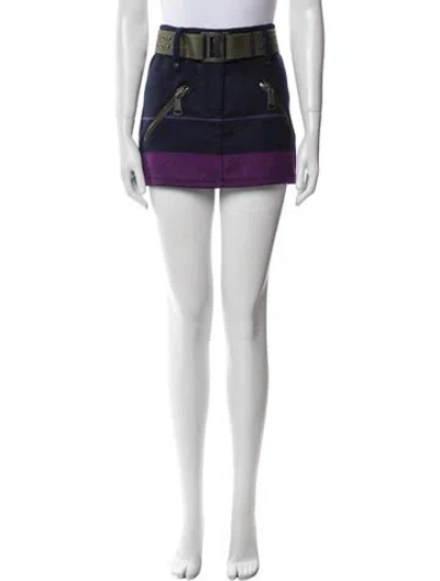 Pre-owned Authier Virgin Wool Mini Skirt In Blue