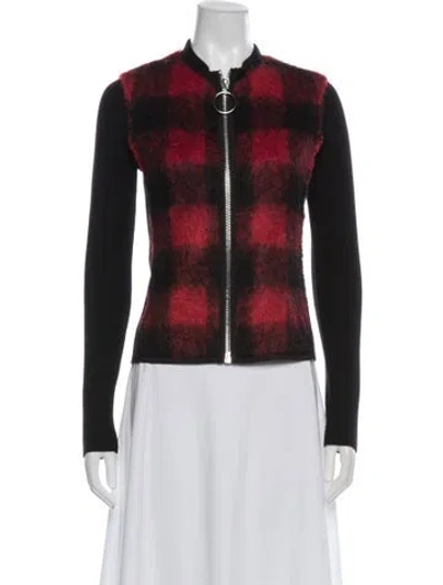Pre-owned Authier Virgin Wool Plaid Print Evening Jacket In Red