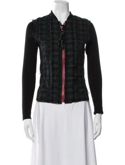 Pre-owned Authier Virgin Wool Plaid Print Jacket In Black