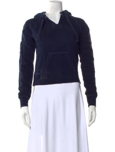 Pre-owned Authier V-neck Long Sleeve Hoodie In Blue