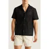 Auto-reply™ Alex Raschel Open Knit Camp Shirt In Black