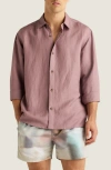 Auto-reply™ Andrew Linen Blend Button-up Shirt In Clay
