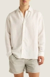 Auto-reply™ Andrew Linen Blend Button-up Shirt In White