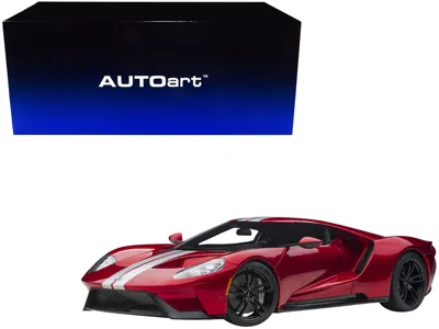 Autoart 2017 Ford Gt Liquid Red Metallic With Silver Stripes 1/12 Model Car By