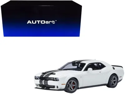 Autoart 2023 Dodge Challenger Srt Super Stock Knuckle White With Carbon Stripes 1/18 Model Car By