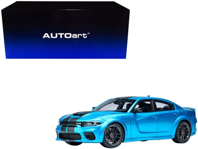 Autoart Dodge Charger Srt Hellcat Redeye B5 Blue Metallic With Carbon Stripes 1/18 Model Car By