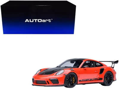 Autoart Porsche 911 (991.2) Gt3 Rs Weissach Lava Orange With Carbon Hood And Top 1/18 Model Car By