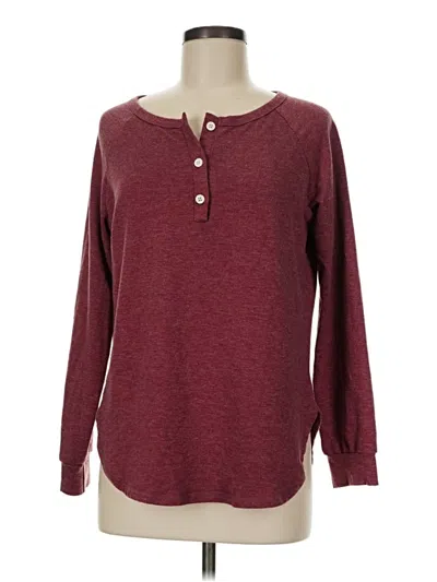 Pre-owned Automet Long Sleeve Henley Shirt In Burgundy