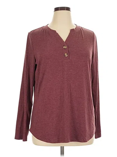 Pre-owned Automet Long Sleeve Henley Shirt In Burgundy