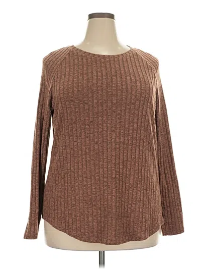 Pre-owned Automet Long Sleeve Top Brown Boatneck Tops