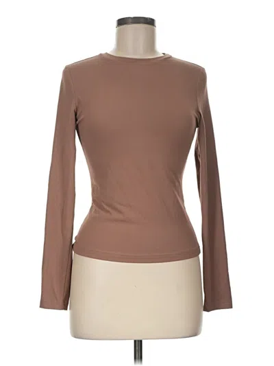 Pre-owned Automet Long Sleeve Top Brown Boatneck Tops