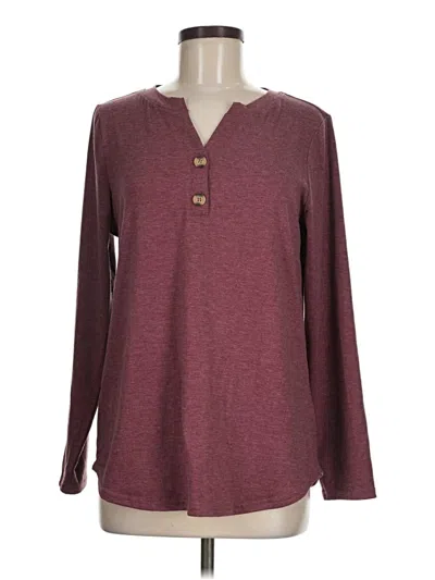 Pre-owned Automet Long Sleeve Top Burgundy Crew Neck Tops