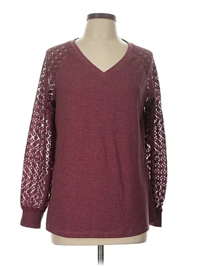 Pre-owned Automet Long Sleeve Top Burgundy V-neck Tops