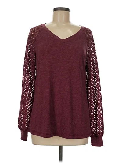 Pre-owned Automet Long Sleeve Top Burgundy V-neck Tops