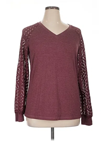 Pre-owned Automet Long Sleeve Top Burgundy V-neck Tops