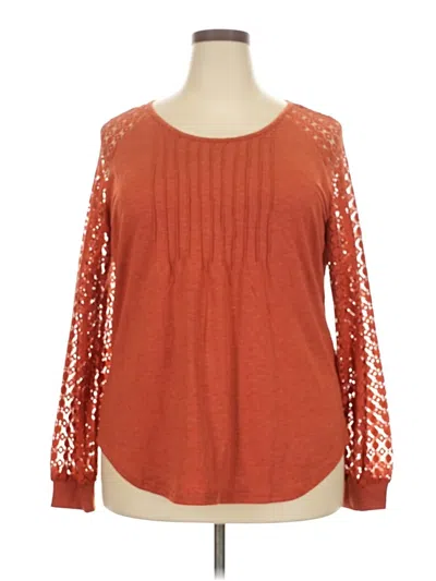 Pre-owned Automet Long Sleeve Top Orange Keyhole Neckline Tops