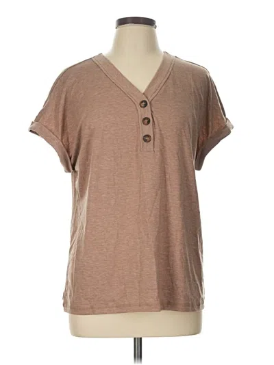 Pre-owned Automet Short Sleeve Henley Shirt In Brown