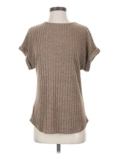 Pre-owned Automet Short Sleeve Top Brown Mock Neckline Tops